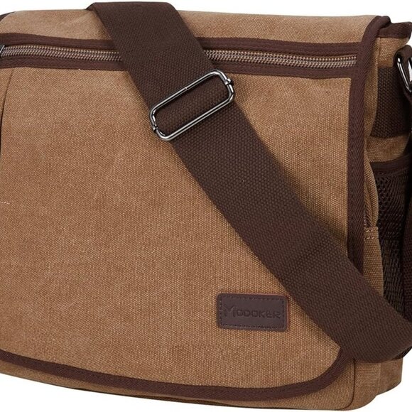 Messenger Bag for Men, 13 Inches Laptop Satchel Bags, Canvas Shoulder Bag with B